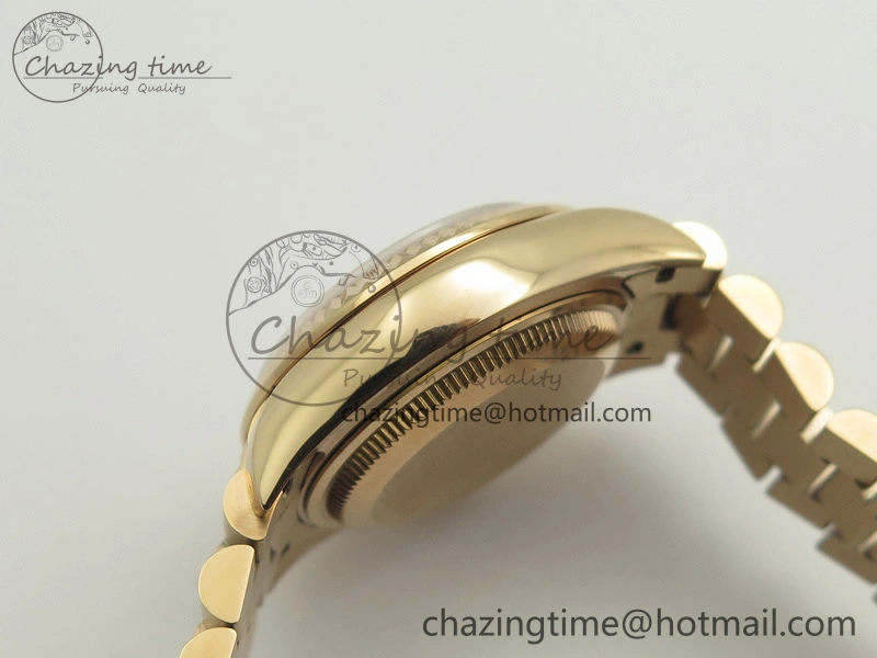 DateJust 28mm RG BP Maker Best Edition Brown Diam Dial Fluted Bezel On RG Bracelet ETA2671