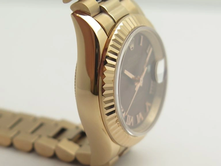 DateJust 28mm RG BP Maker Best Edition Brown Roman Dial Fluted Bezel On RG Bracelet ETA2671