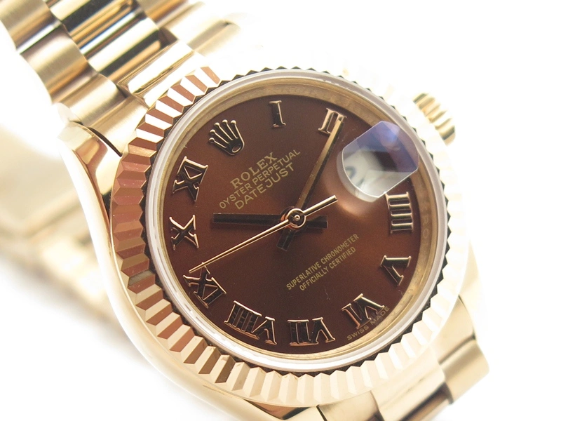 DateJust 28mm RG BP Maker Best Edition Brown Roman Dial Fluted Bezel On RG Bracelet ETA2671