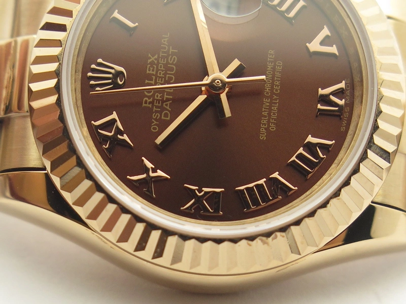 DateJust 28mm RG BP Maker Best Edition Brown Roman Dial Fluted Bezel On RG Bracelet ETA2671