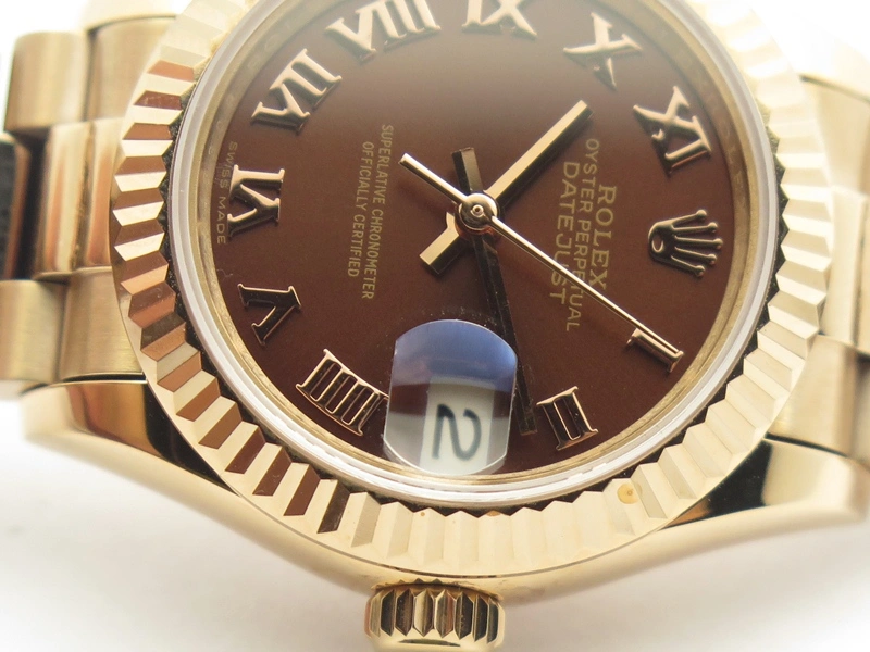 DateJust 28mm RG BP Maker Best Edition Brown Roman Dial Fluted Bezel On RG Bracelet ETA2671