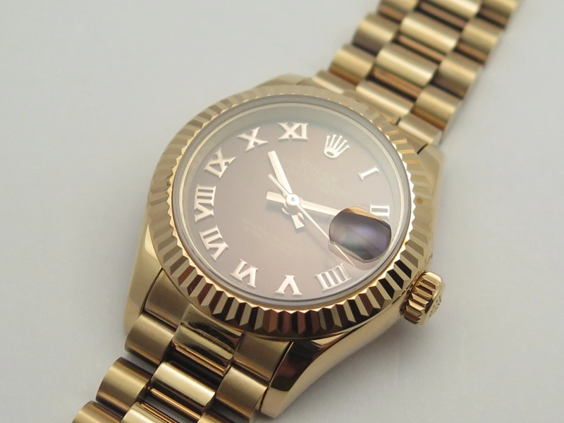 DateJust 28mm RG BP Maker Best Edition Brown Roman Dial Fluted Bezel On RG Bracelet ETA2671