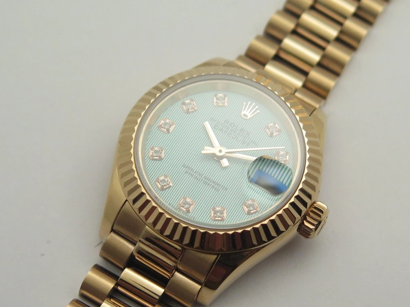 DateJust 28mm RG BP Maker Best Edition Ice Blue Diam Dial Fluted Bezel On RG Bracelet ETA2671