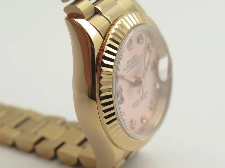 DateJust 28mm RG BP Maker Best Edition Pink XL Diam Dial Fluted Bezel On RG Bracelet ETA2671