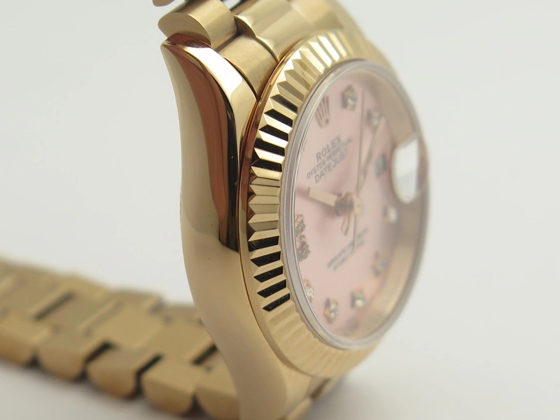 DateJust 28mm RG BP Maker Best Edition Pink XL Diam Dial Fluted Bezel On RG Bracelet ETA2671
