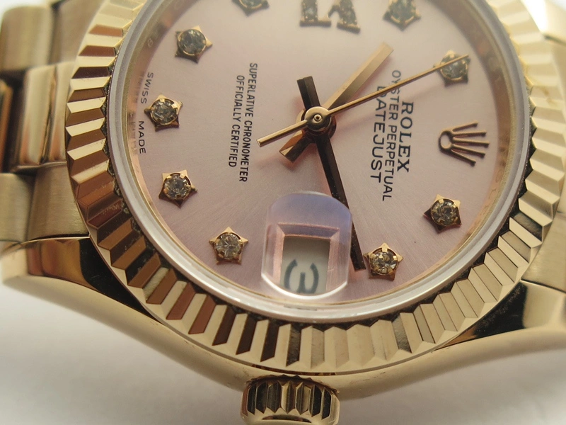 DateJust 28mm RG BP Maker Best Edition Pink XL Diam Dial Fluted Bezel On RG Bracelet ETA2671