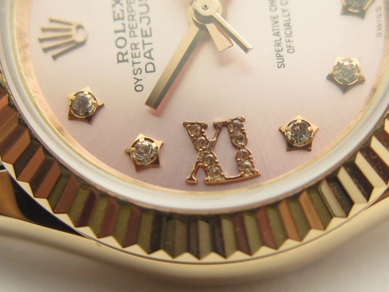 DateJust 28mm RG BP Maker Best Edition Pink XL Diam Dial Fluted Bezel On RG Bracelet ETA2671