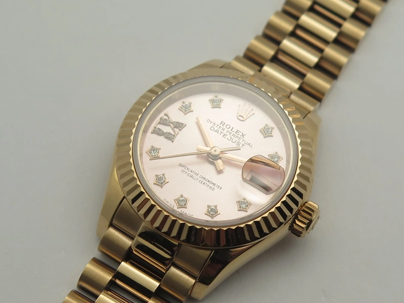 DateJust 28mm RG BP Maker Best Edition Pink XL Diam Dial Fluted Bezel On RG Bracelet ETA2671