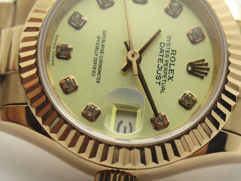 DateJust 28mm RG BP Maker Best Edition White Rg Diam Dial Fluted Bezel On RG Bracelet ETA2671