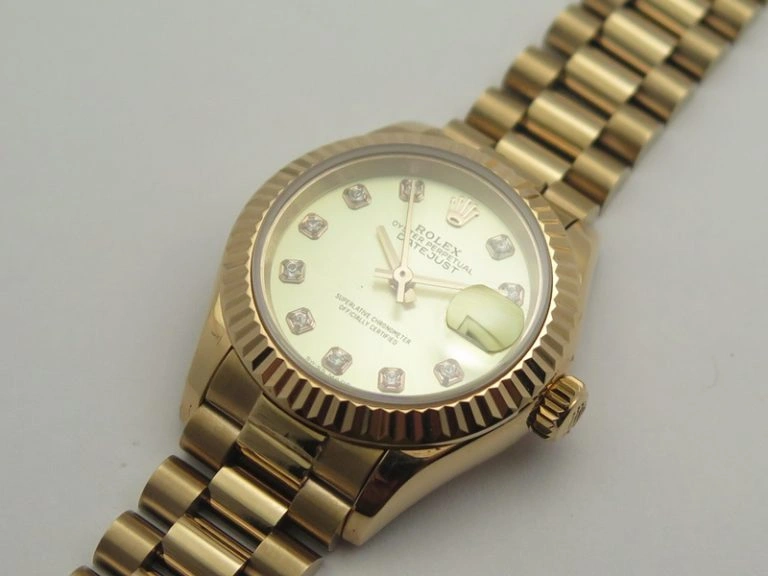DateJust 28mm RG BP Maker Best Edition White Rg Diam Dial Fluted Bezel On RG Bracelet ETA2671