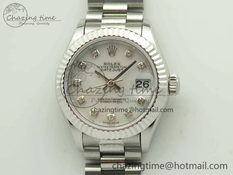 DateJust 28mm SS BP Maker Best Edition White MOP Dial On SS Bracelet ETA2671
