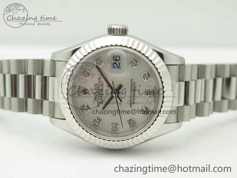 DateJust 28mm SS BP Maker Best Edition White MOP Dial On SS Bracelet ETA2671