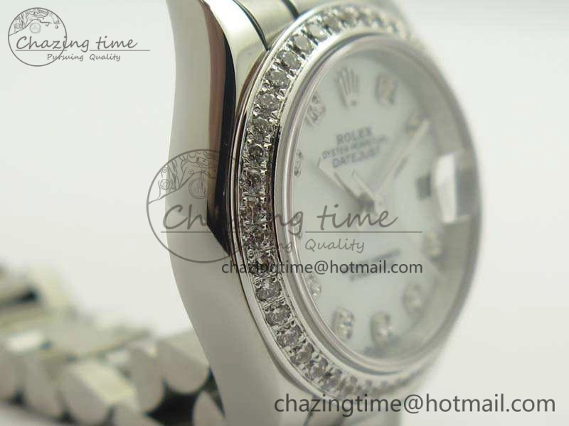 DateJust 28mm SS Diam Bezel BP Maker Best Edition White MOP Dial On SS Bracelet ETA2671