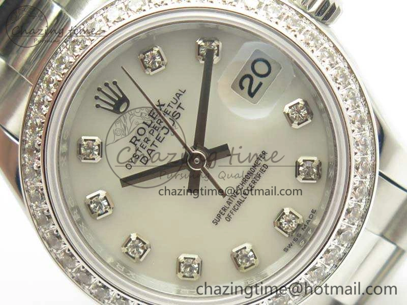 DateJust 28mm SS Diam Bezel BP Maker Best Edition White MOP Dial On SS Bracelet ETA2671