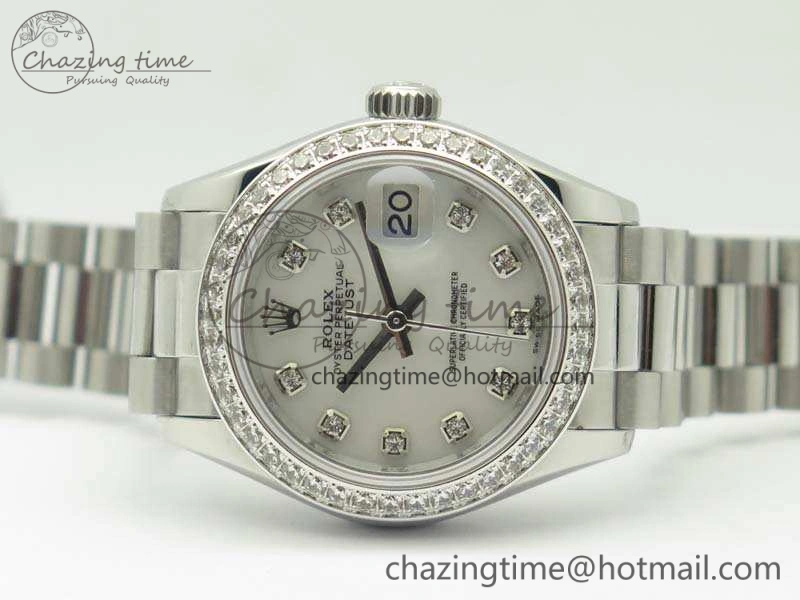 DateJust 28mm SS Diam Bezel BP Maker Best Edition White MOP Dial On SS Bracelet ETA2671