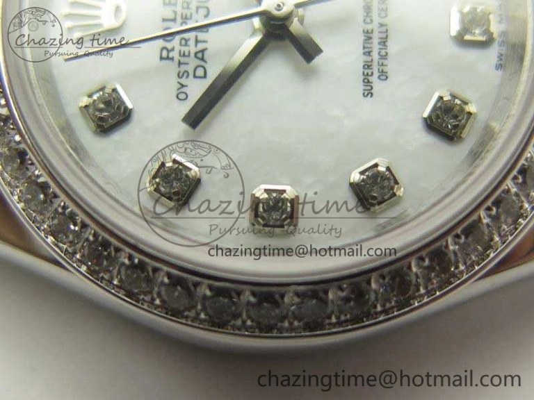 DateJust 28mm SS Diam Bezel BP Maker Best Edition White MOP Dial On SS Bracelet ETA2671