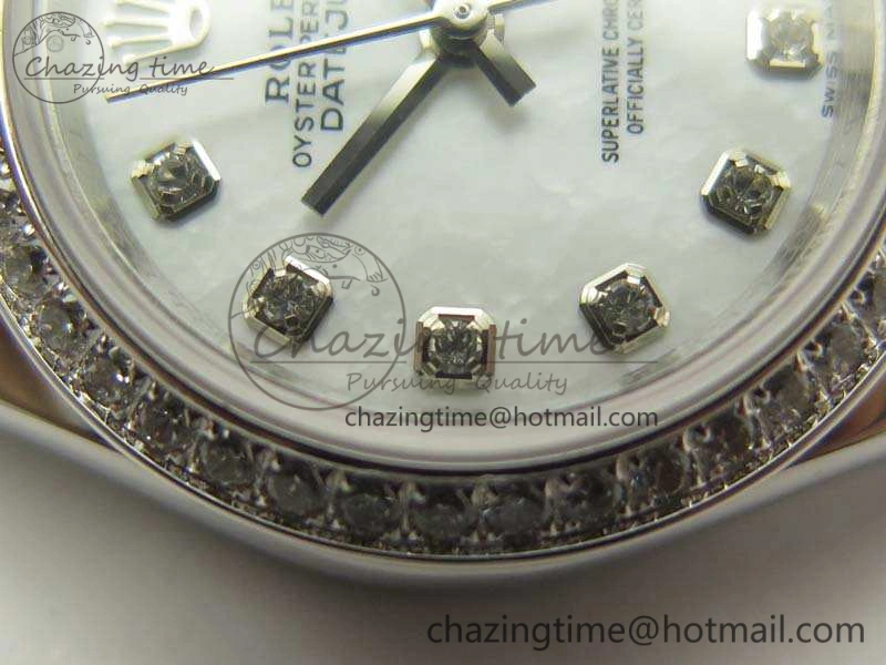 DateJust 28mm SS Diam Bezel BP Maker Best Edition White MOP Dial On SS Bracelet ETA2671