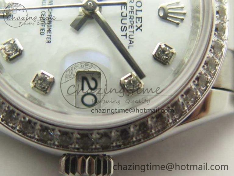 DateJust 28mm SS Diam Bezel BP Maker Best Edition White MOP Dial On SS Bracelet ETA2671