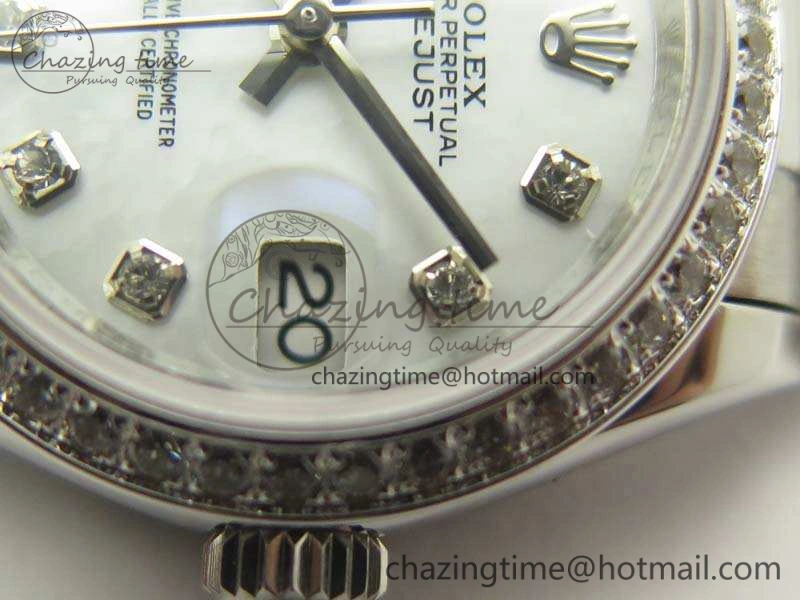 DateJust 28mm SS Diam Bezel BP Maker Best Edition White MOP Dial On SS Bracelet ETA2671