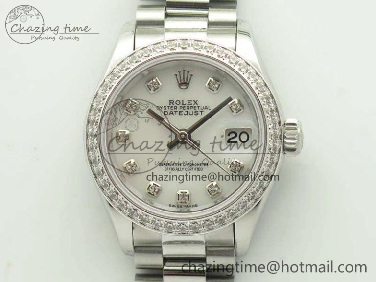 DateJust 28mm SS Diam Bezel BP Maker Best Edition White MOP Dial On SS Bracelet ETA2671