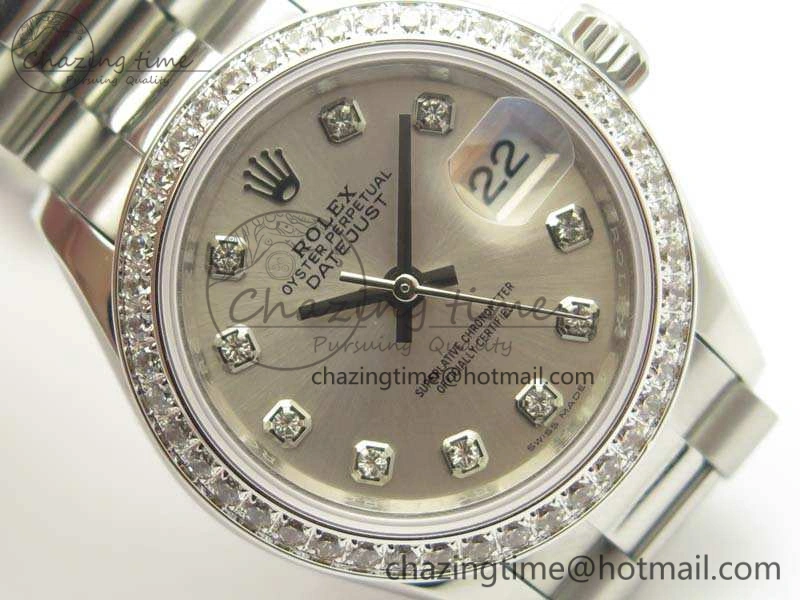 DateJust 28mm SS Diamond Bezel BP Maker Best Edition Silver Dial On SS Bracelet ETA2671