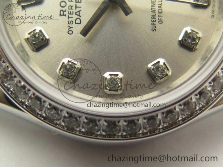 DateJust 28mm SS Diamond Bezel BP Maker Best Edition Silver Dial On SS Bracelet ETA2671