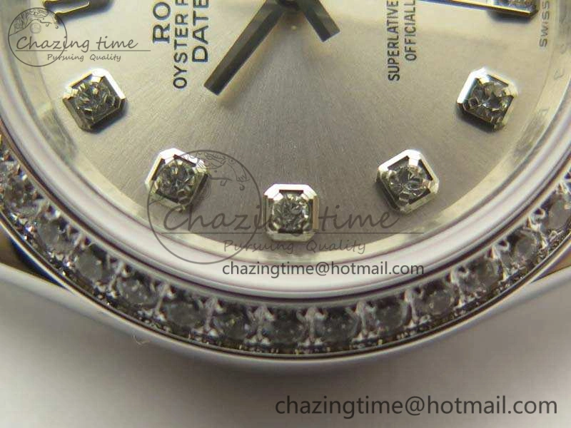 DateJust 28mm SS Diamond Bezel BP Maker Best Edition Silver Dial On SS Bracelet ETA2671