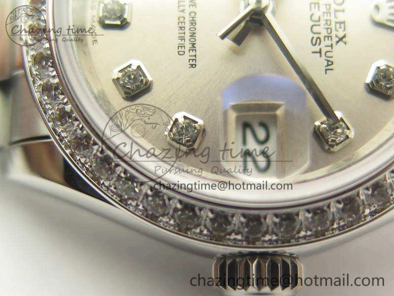DateJust 28mm SS Diamond Bezel BP Maker Best Edition Silver Dial On SS Bracelet ETA2671