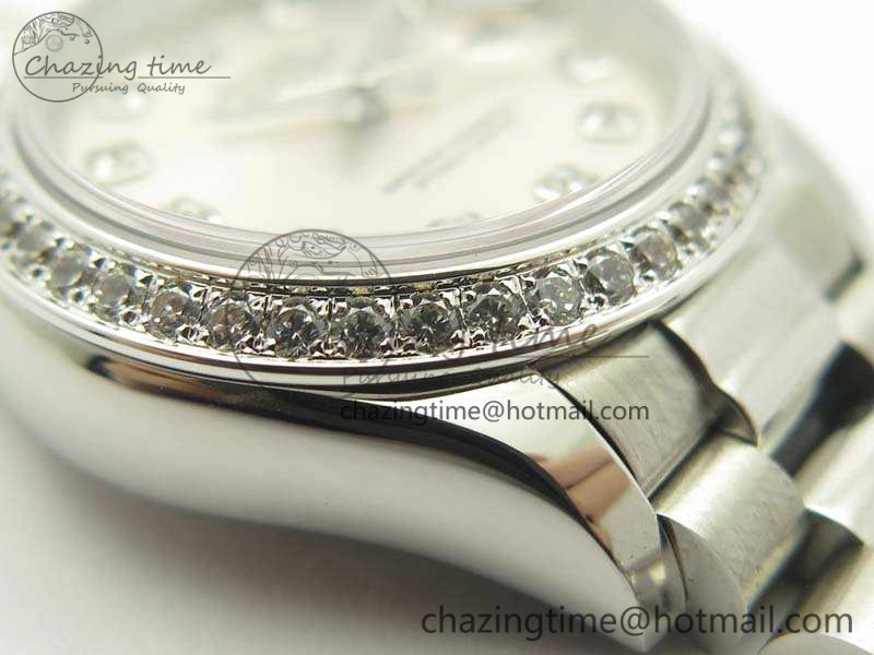 DateJust 28mm SS Diamond Bezel BP Maker Best Edition Silver Dial On SS Bracelet ETA2671