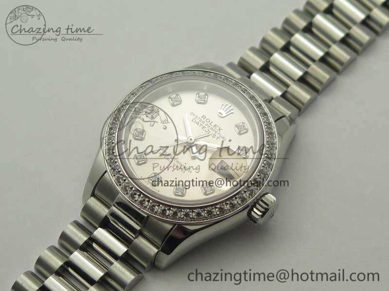 DateJust 28mm SS Diamond Bezel BP Maker Best Edition Silver Dial On SS Bracelet ETA2671