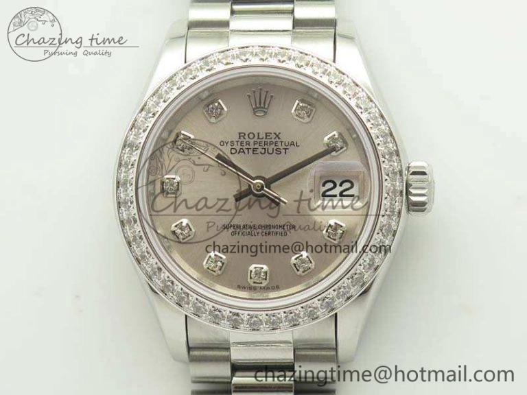 DateJust 28mm SS Diamond Bezel BP Maker Best Edition Silver Dial On SS Bracelet ETA2671