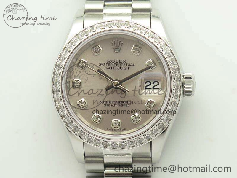 DateJust 28mm SS Diamond Bezel BP Maker Best Edition Silver Dial On SS Bracelet ETA2671
