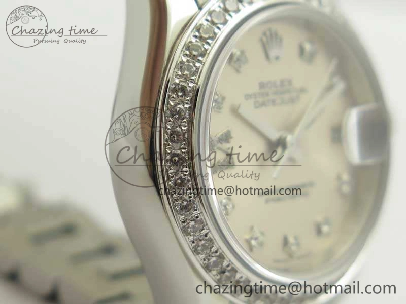 DateJust 28mm SS Diamond Bezel BP Maker Best Edition Silver Diam XL Dial On SS Bracelet ETA2671