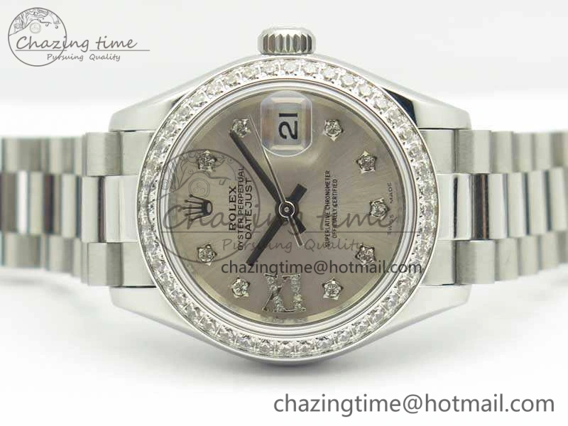 DateJust 28mm SS Diamond Bezel BP Maker Best Edition Silver Diam XL Dial On SS Bracelet ETA2671