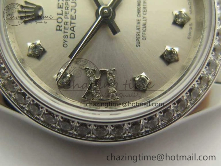 DateJust 28mm SS Diamond Bezel BP Maker Best Edition Silver Diam XL Dial On SS Bracelet ETA2671