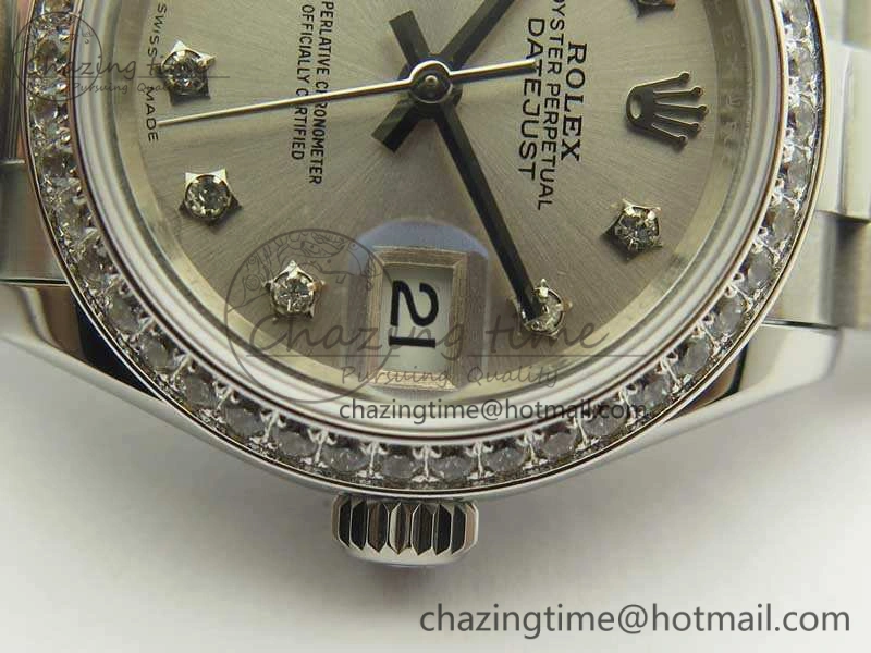 DateJust 28mm SS Diamond Bezel BP Maker Best Edition Silver Diam XL Dial On SS Bracelet ETA2671