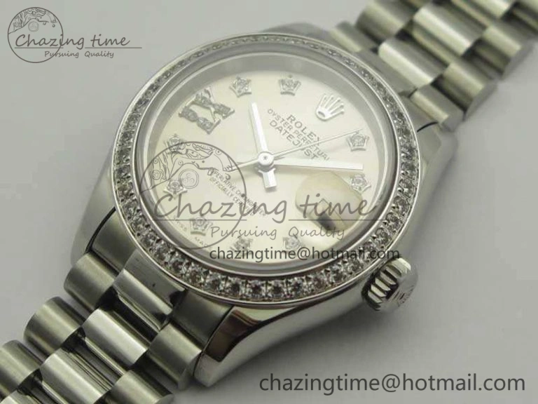DateJust 28mm SS Diamond Bezel BP Maker Best Edition Silver Diam XL Dial On SS Bracelet ETA2671