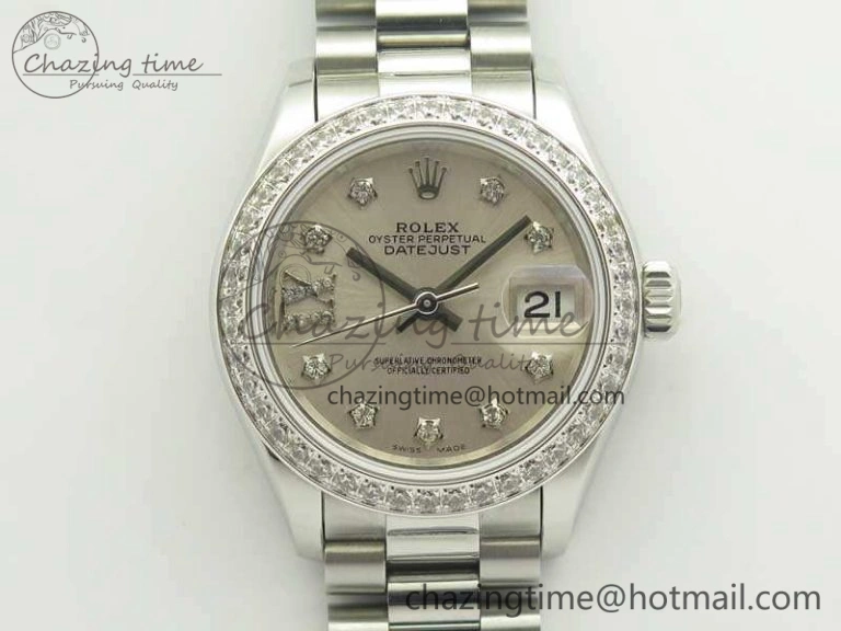 DateJust 28mm SS Diamond Bezel BP Maker Best Edition Silver Diam XL Dial On SS Bracelet ETA2671