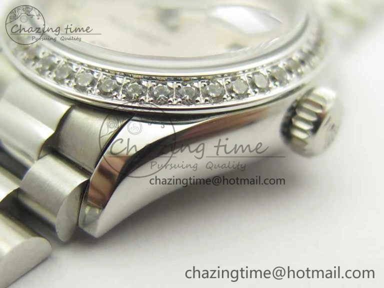 DateJust 28mm SS Diamond Bezel BP Maker Best Edition Silver Diam XL Dial On SS Bracelet ETA2671