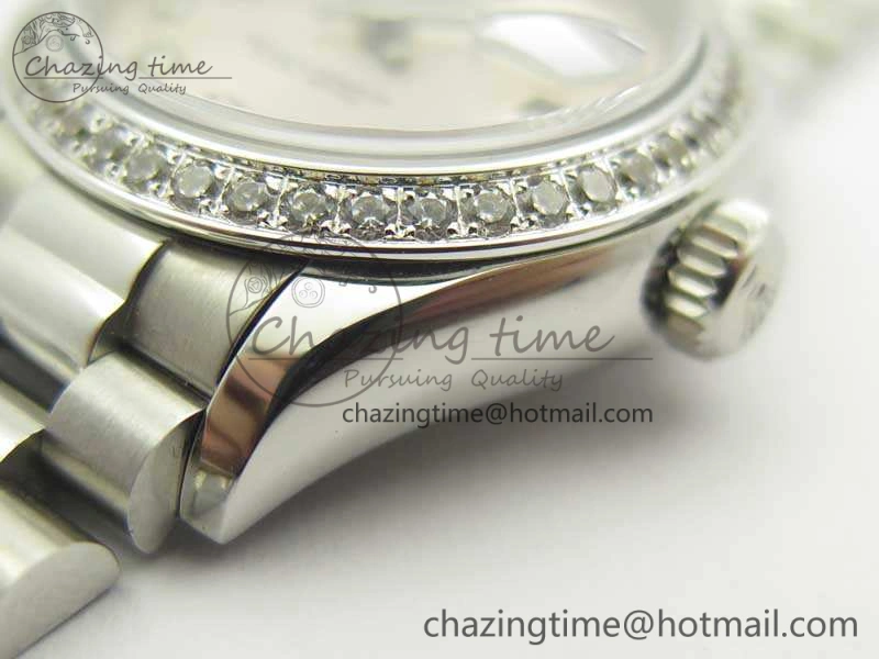 DateJust 28mm SS Diamond Bezel BP Maker Best Edition Silver Diam XL Dial On SS Bracelet ETA2671