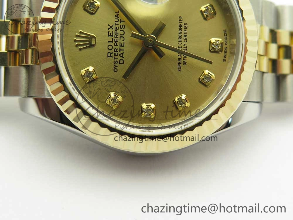 DateJust 28mm Wrapped SS YG Best Edition Gold Dial Crystal Markers on Wrapped SS YG Bracelet ETA2671
