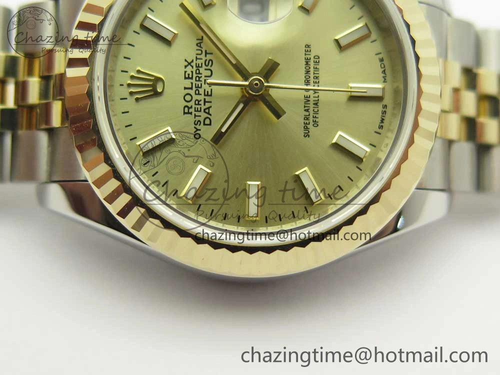DateJust 28mm Wrapped SS YG Best Edition Gold Dial Sticks Markers on Wrapped SS YG Bracelet ETA2671