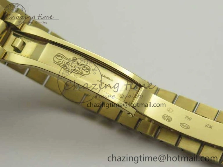 DateJust 28mm YG BP Maker Best Edition Silver Diam Dial Fluted Bezel On YG Bracelet ETA2671