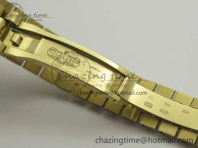DateJust 28mm YG BP Maker Best Edition Silver Diam Dial Fluted Bezel On YG Bracelet ETA2671