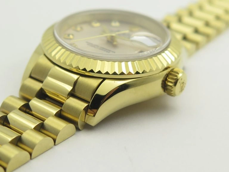 DateJust 28mm YG BP Maker Best Edition Silver Diam Dial Fluted Bezel On YG Bracelet ETA2671