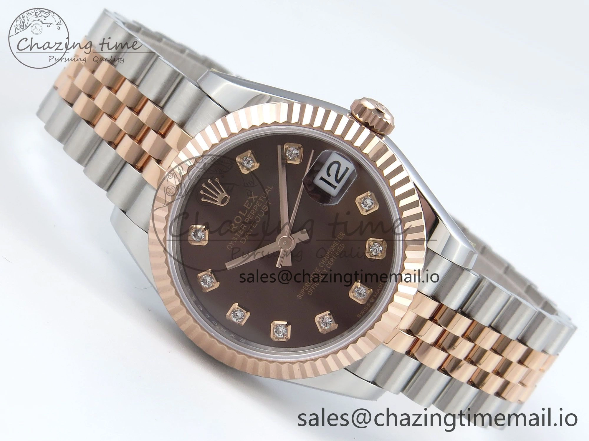 DateJust 31 278271 ARF 1:1 Best Edition 904L Steel Brown Diamonds Dial on SS RG Jubilee Bracelet ETA 2688