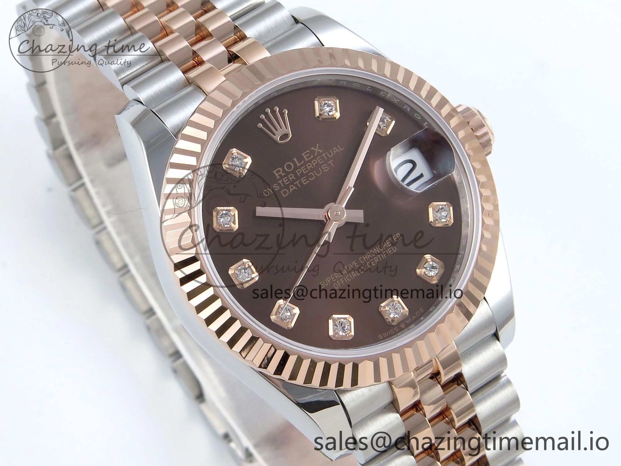 DateJust 31 278271 ARF 1:1 Best Edition 904L Steel Brown Diamonds Dial on SS RG Jubilee Bracelet ETA 2688