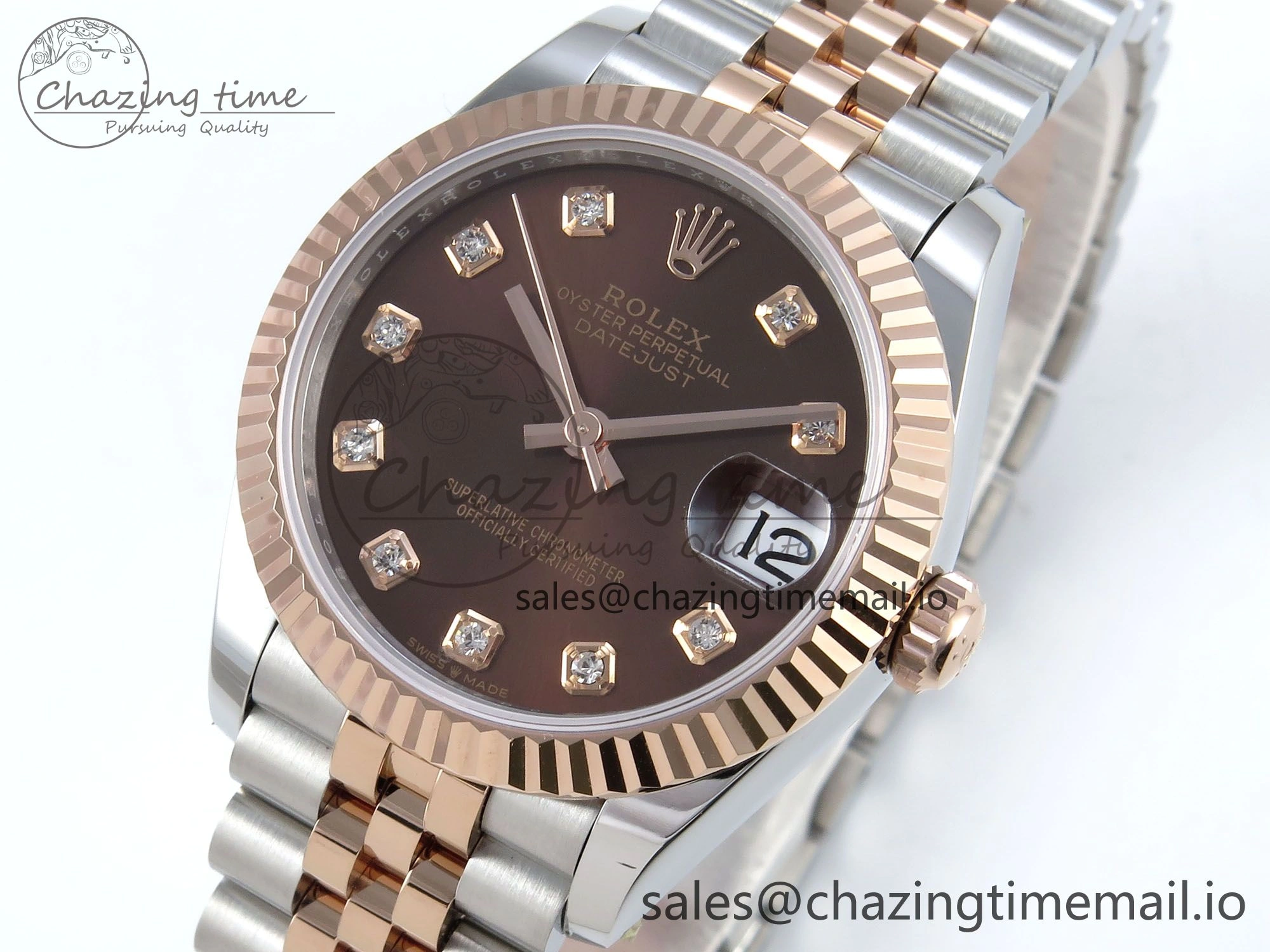 DateJust 31 278271 ARF 1:1 Best Edition 904L Steel Brown Diamonds Dial on SS RG Jubilee Bracelet ETA 2688