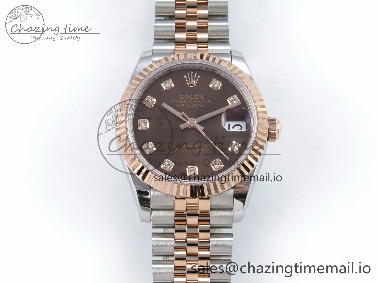 DateJust 31 278271 ARF 1:1 Best Edition 904L Steel Brown Diamonds Dial on SS RG Jubilee Bracelet ETA 2688