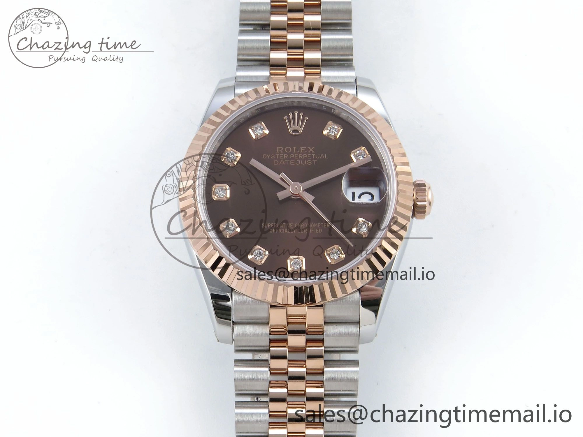 DateJust 31 278271 ARF 1:1 Best Edition 904L Steel Brown Diamonds Dial on SS RG Jubilee Bracelet ETA 2688